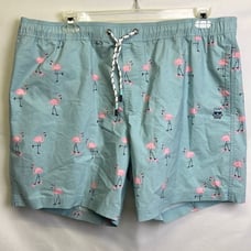 NWOT Party Pants Cruiser Flamingoes Sky Blue Board Shorts Swim Trunk Mens Sz XXL