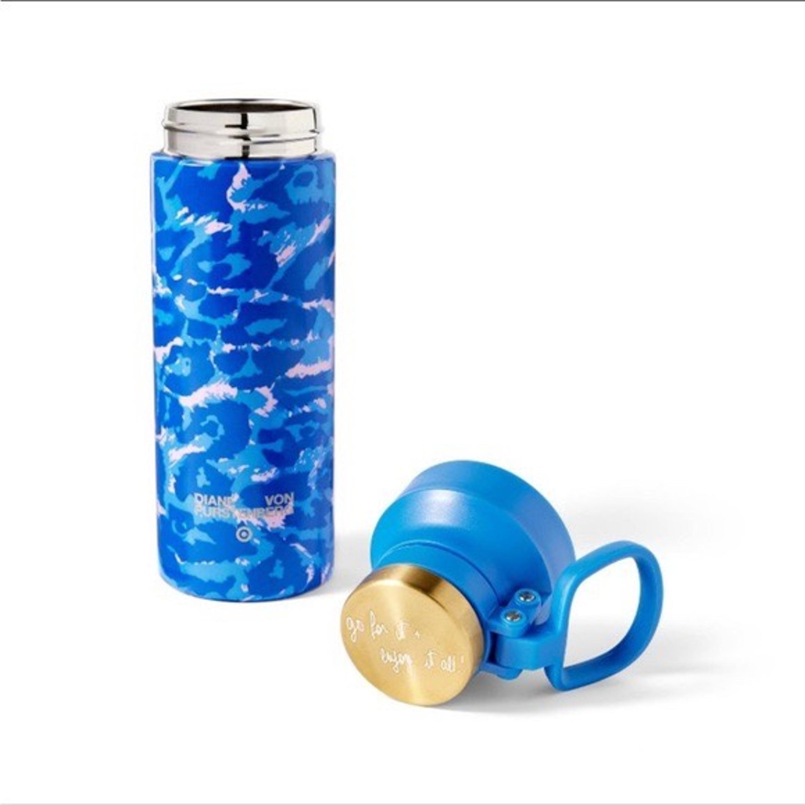 Diane Von Furstenberg Leopard Blue 18.5 oz Stainless Steel Water Bottle Gift New
