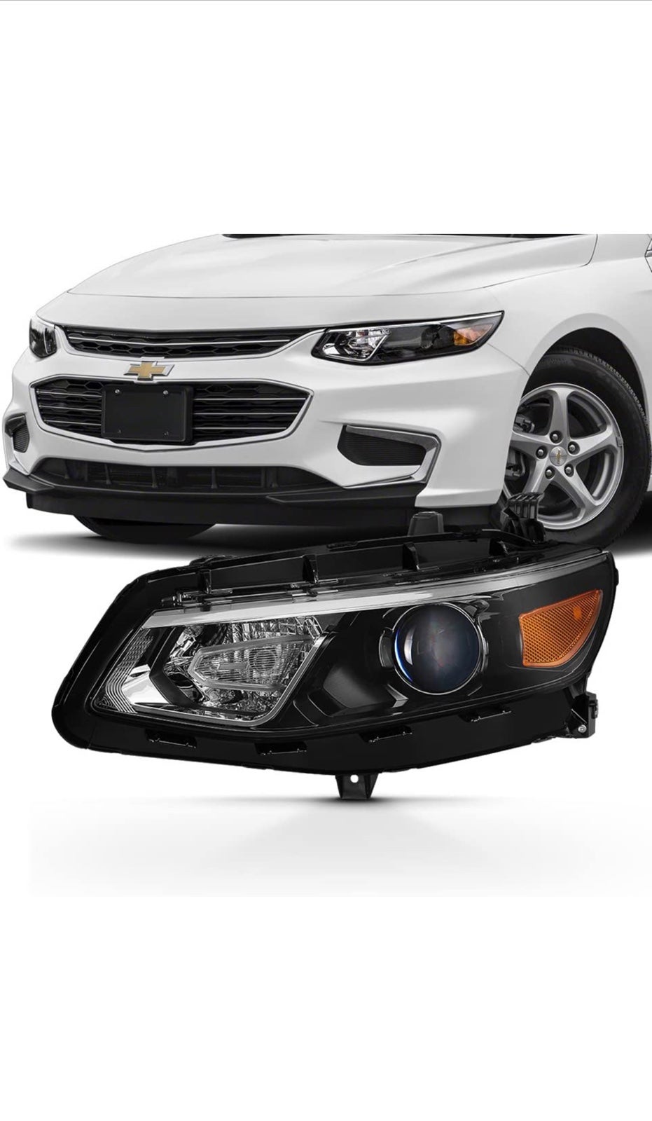 2016-2018 Cherolet Malibu Driver Side Projector Headlight Assembly Black Housing