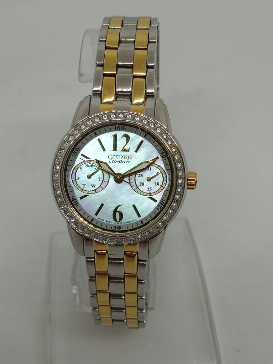 Citizen Eco-Drive Silhouette FD1034-80D shops Women's 32mm Two Tone MOP Dial Watch