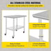Stainless Steel Work Table 36x24 Inch with 4 Wheels, Casters Heavy