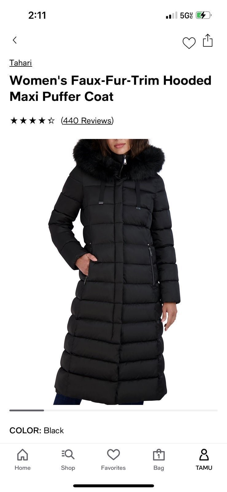 TAHARI Women's Faux-Fur-Trim Hooded Maxi Puffer Coat Sz XXL