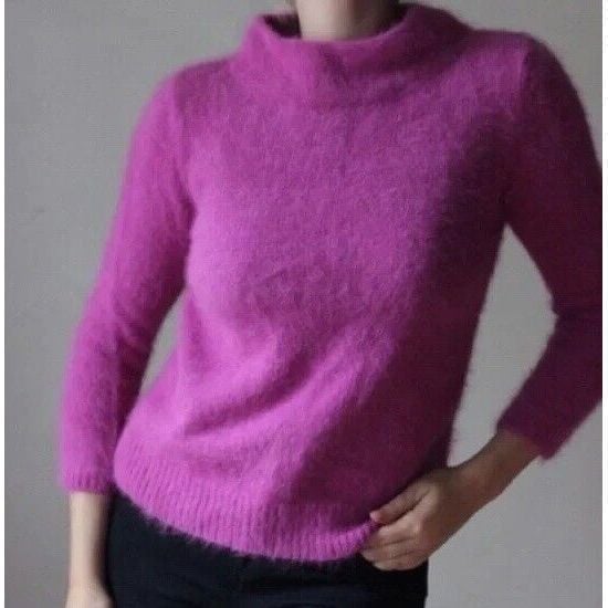 Moth Anthropologie Sweater Women's S/P 75% Angora Rabbit Hair Mock Turtleneck