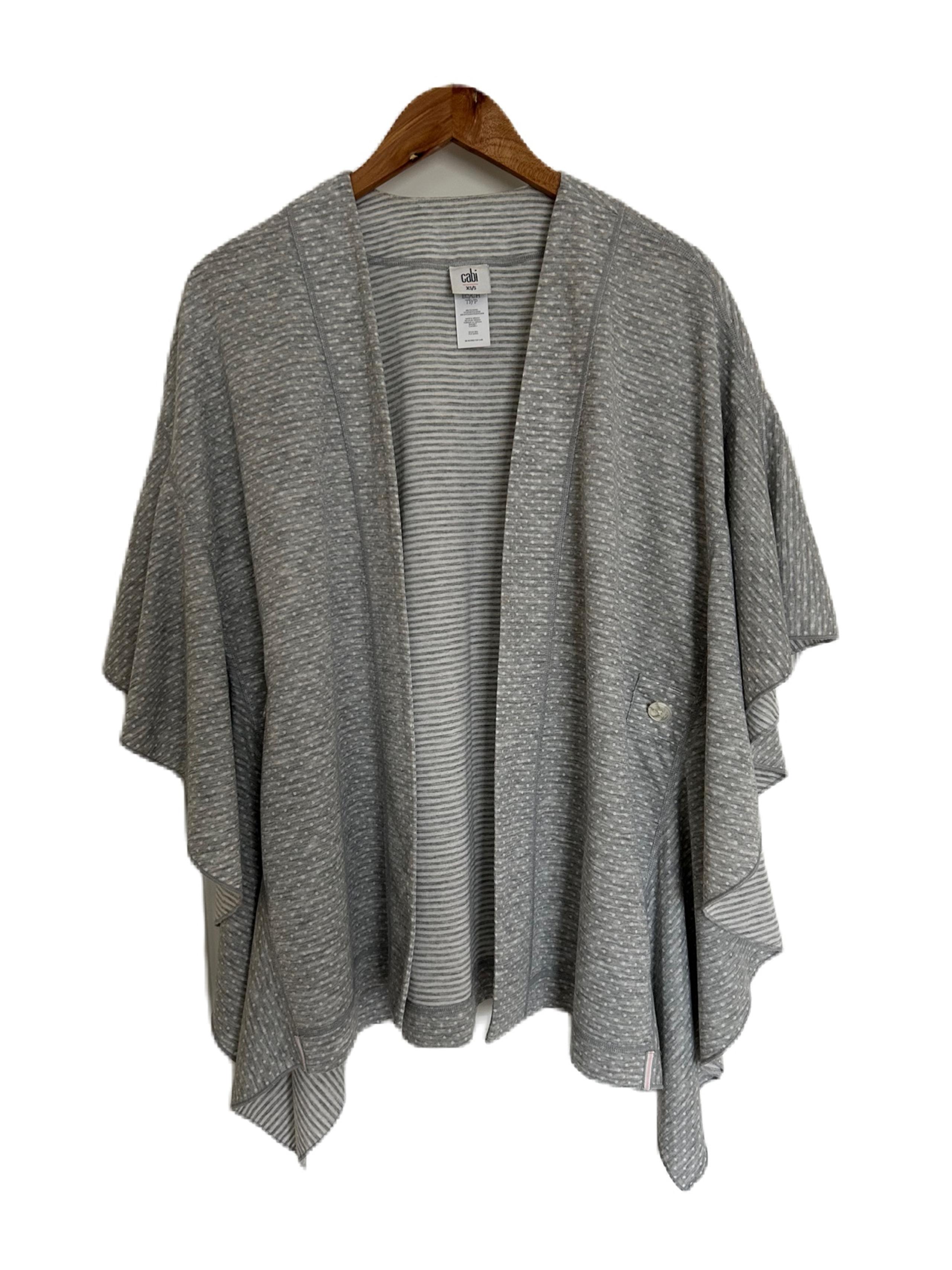 CAbi Women’s Gray White Stripe Polka Dot ATC Cape XS/S #5846