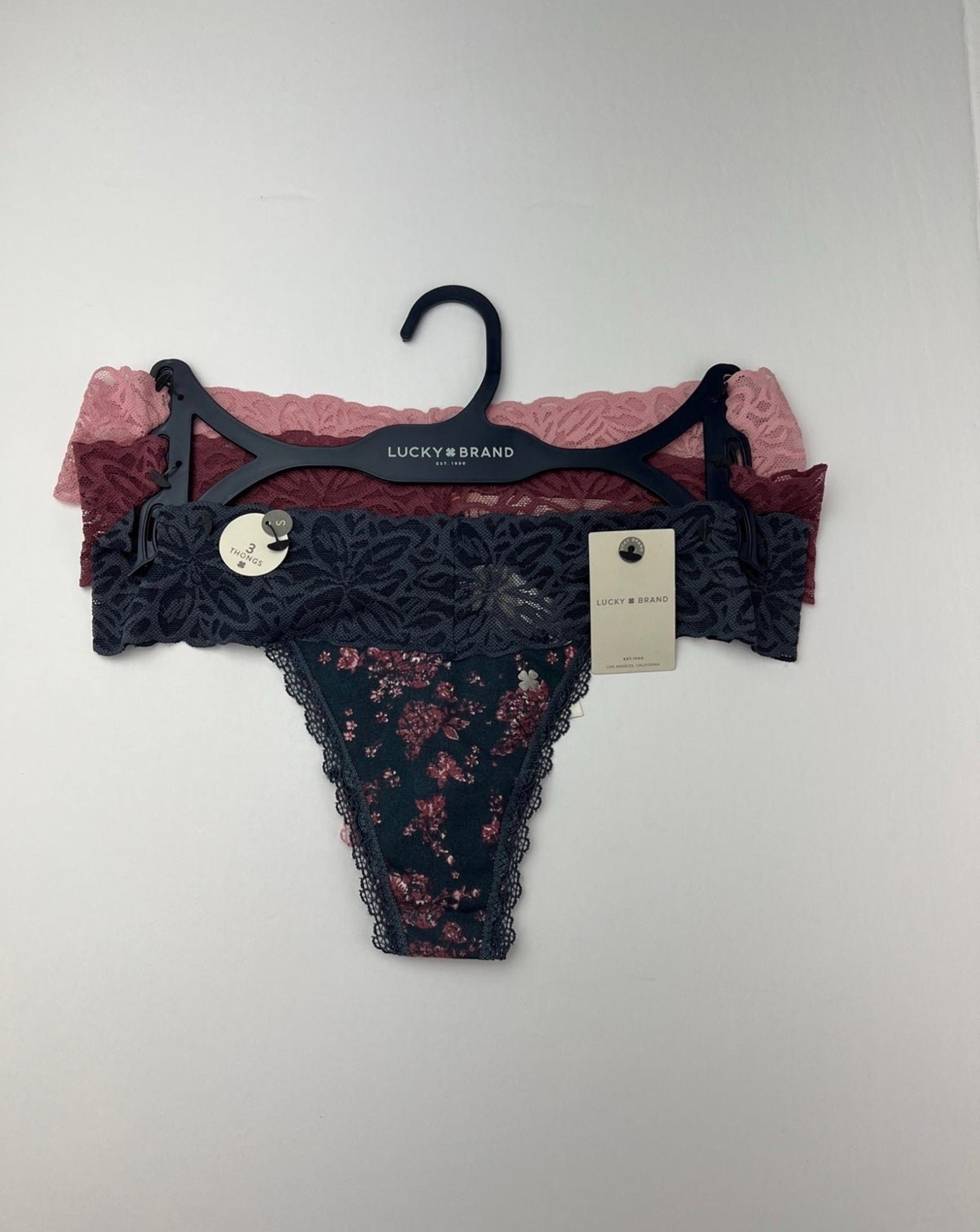 Lucky Brand 3 Pack Thong Lace Panties Underwear Women's Size S