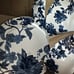 Blue floral print set of 4 dessert plates and 4 bowls