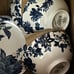 Blue floral print set of 4 dessert plates and 4 bowls