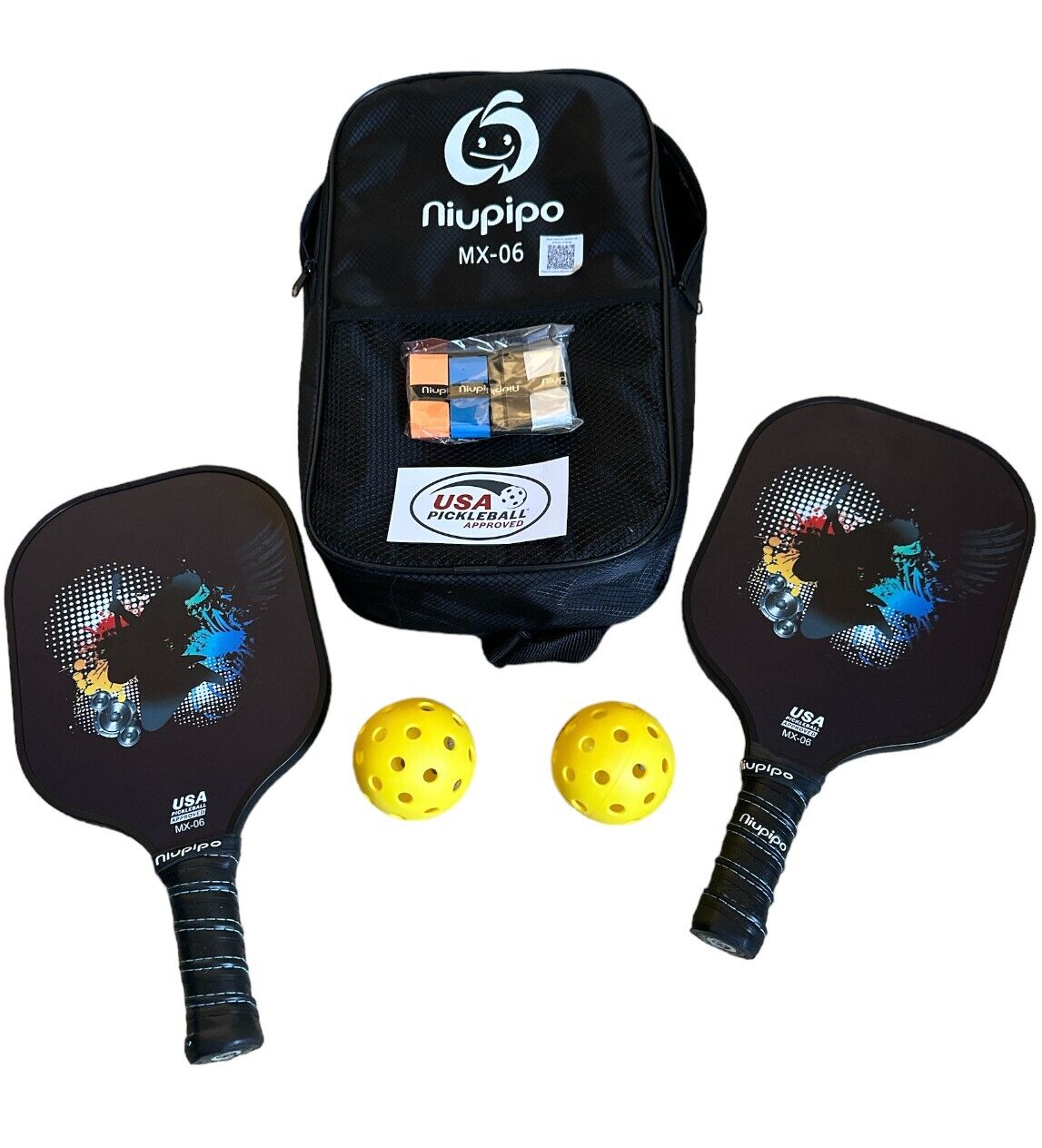 Pickleball Paddles Set of 2 USAPA Approved Fiberglass Surface Pickleball Set