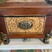 Vtg 11 1/2” W Ornate Hand Carved Solid Wood Hinged Storage Box with Claw Feet
