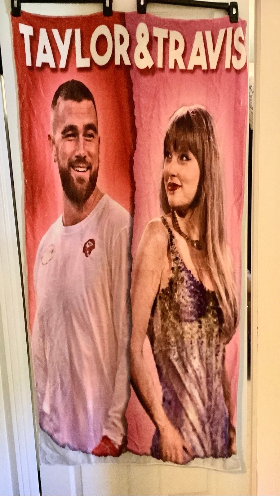 30 X 60 In. Fleece Soft Blanket TAYLOR SWIFT/TRAVIS KELCE Blanket/Lg Towel NWOTs