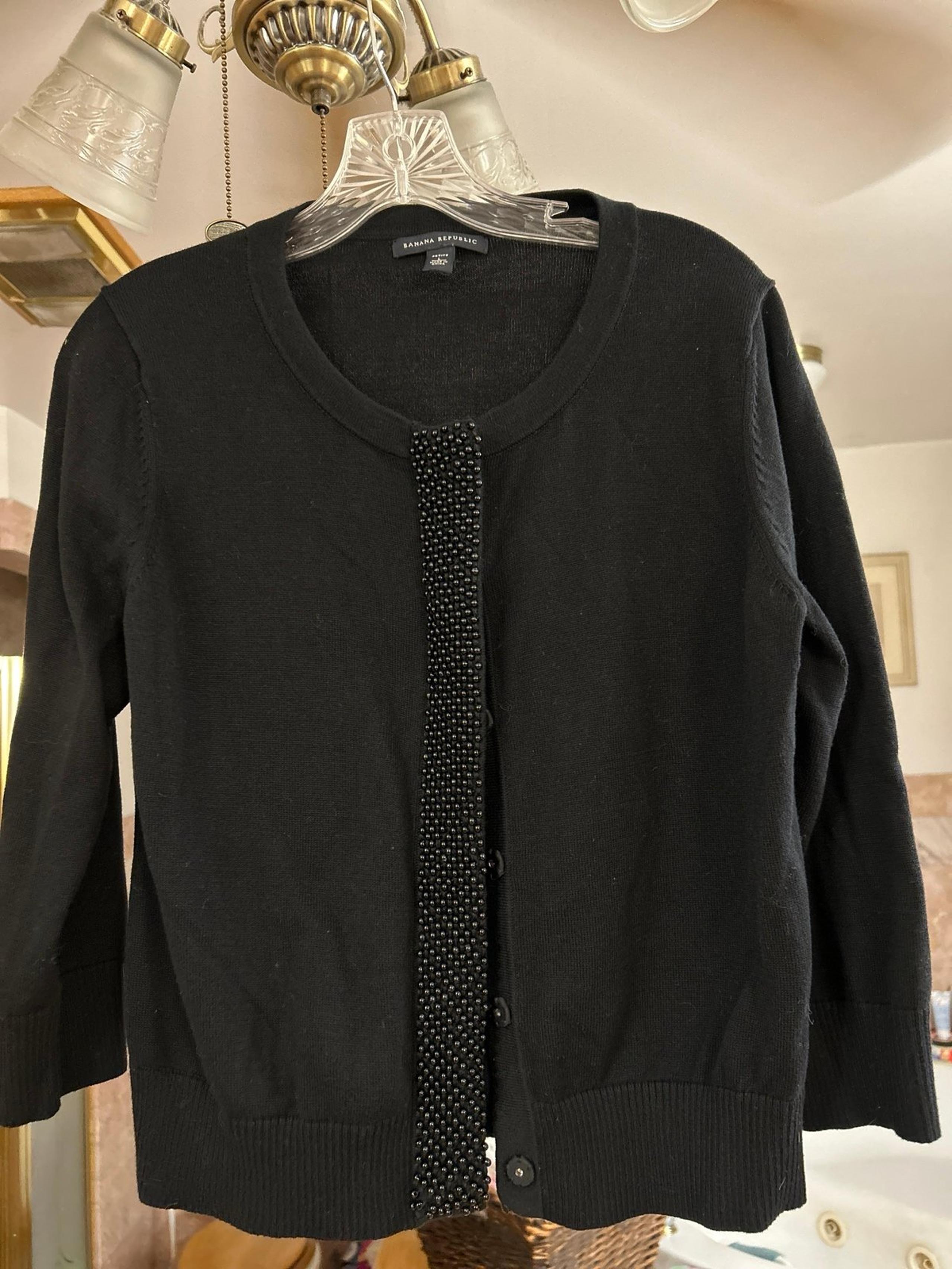 Banana Republic black cardigan sweater with beads up the front