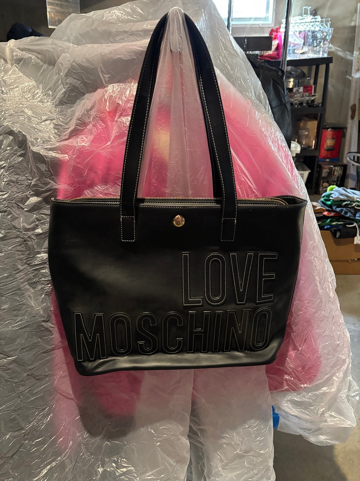 Love Moschino black leather tote Like New