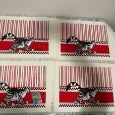 Vintage B. Kliban Red Sneaker Cat Fringed PlaceMats