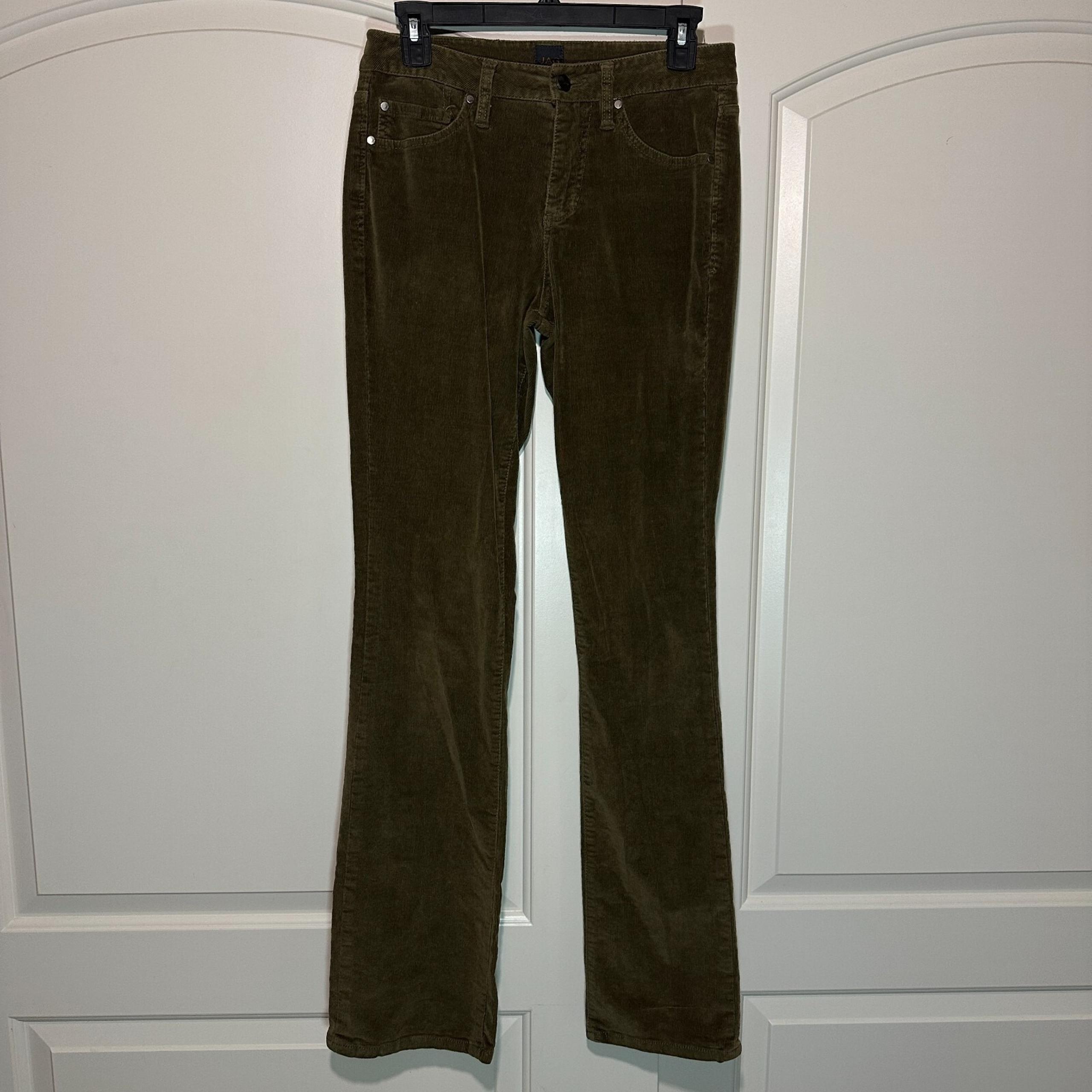 Jag Mid Rise Boot Leg Corduroy Pants Olive Green Jeans Cotton Blend Womens 4