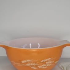 VTG PYREX Autumn Harvest Wheat Cinderella Bowl #441 Orange Brown