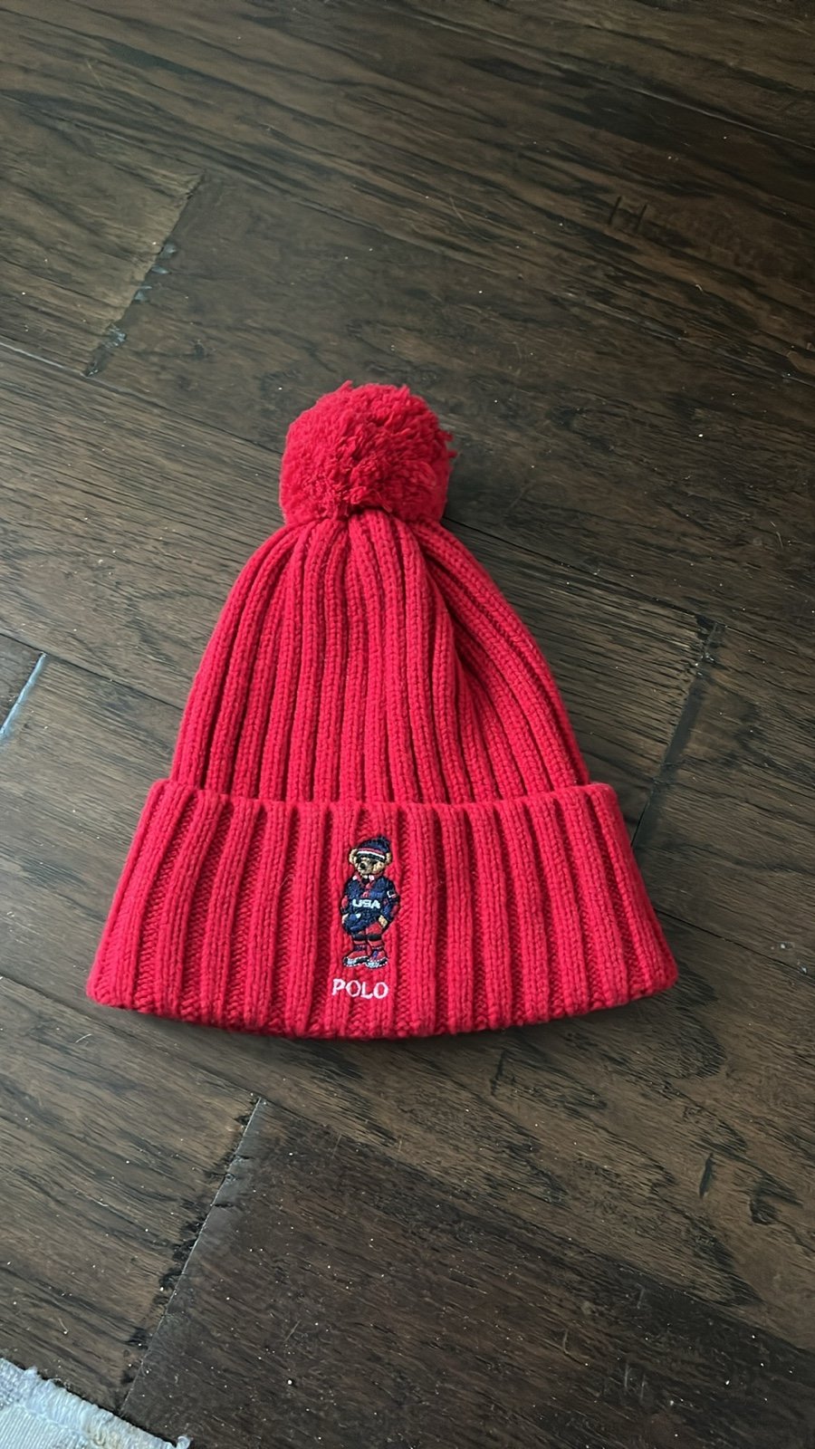 Polo Ralph Lauren Red Bear Beanie Hat