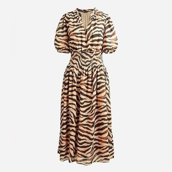 NWT J.Crew Dress Midi Pullover Brown Black Size XS
