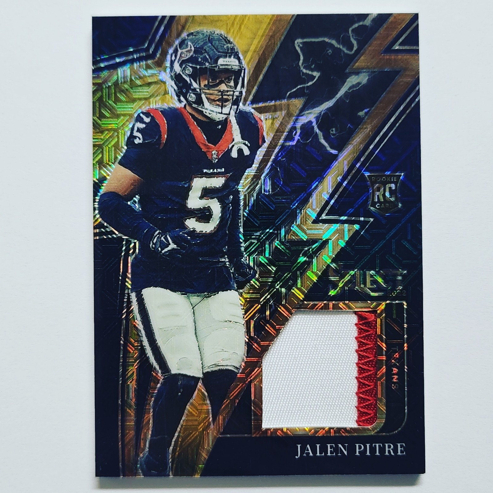 2022 Panini Select Sparks Relics # 58 Jalen Pitre Gold Prizm 8/10 + 9/10