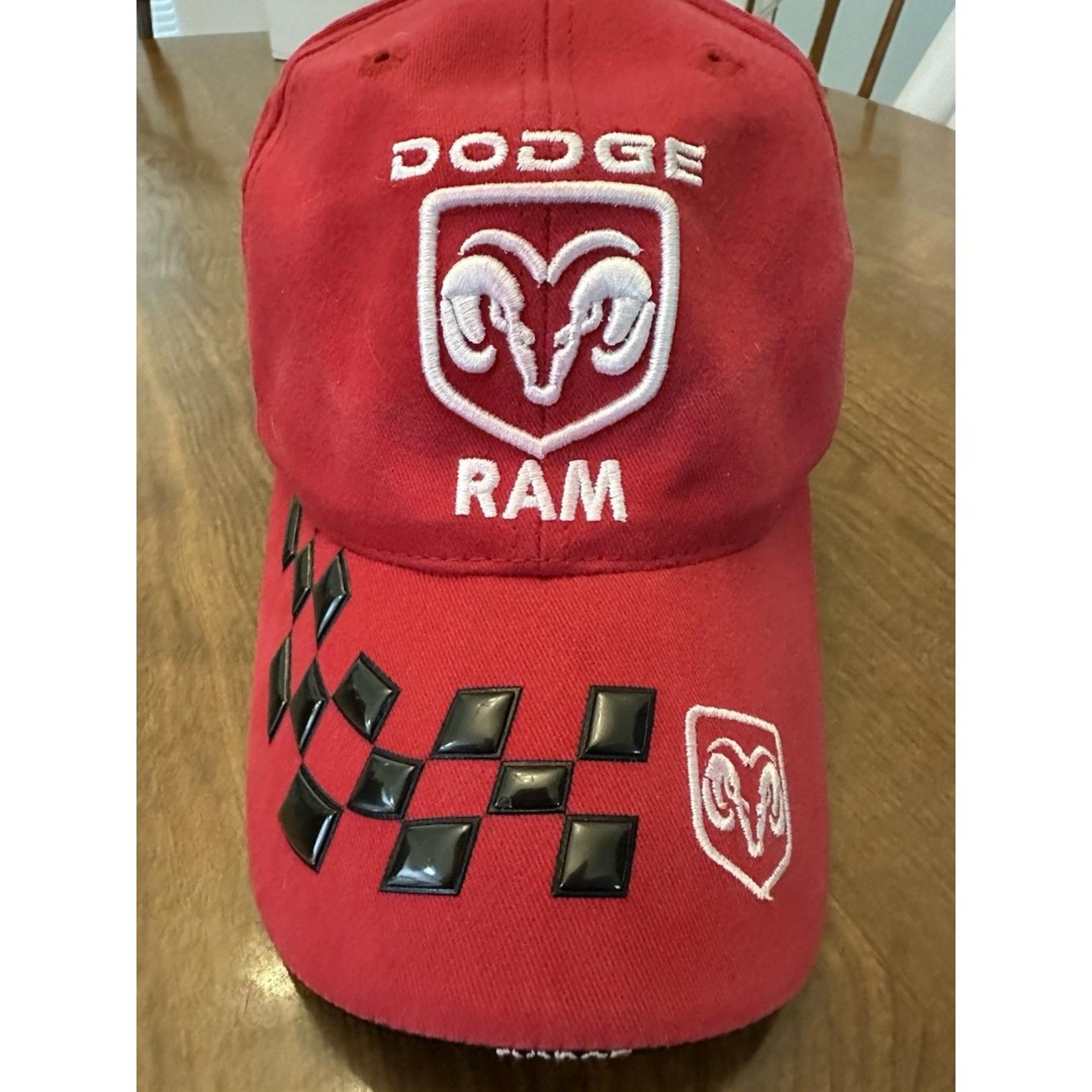 Dodge Ram Hat Strapback Cap Mens Red 2002 Checkered Flag Trucks Vintage