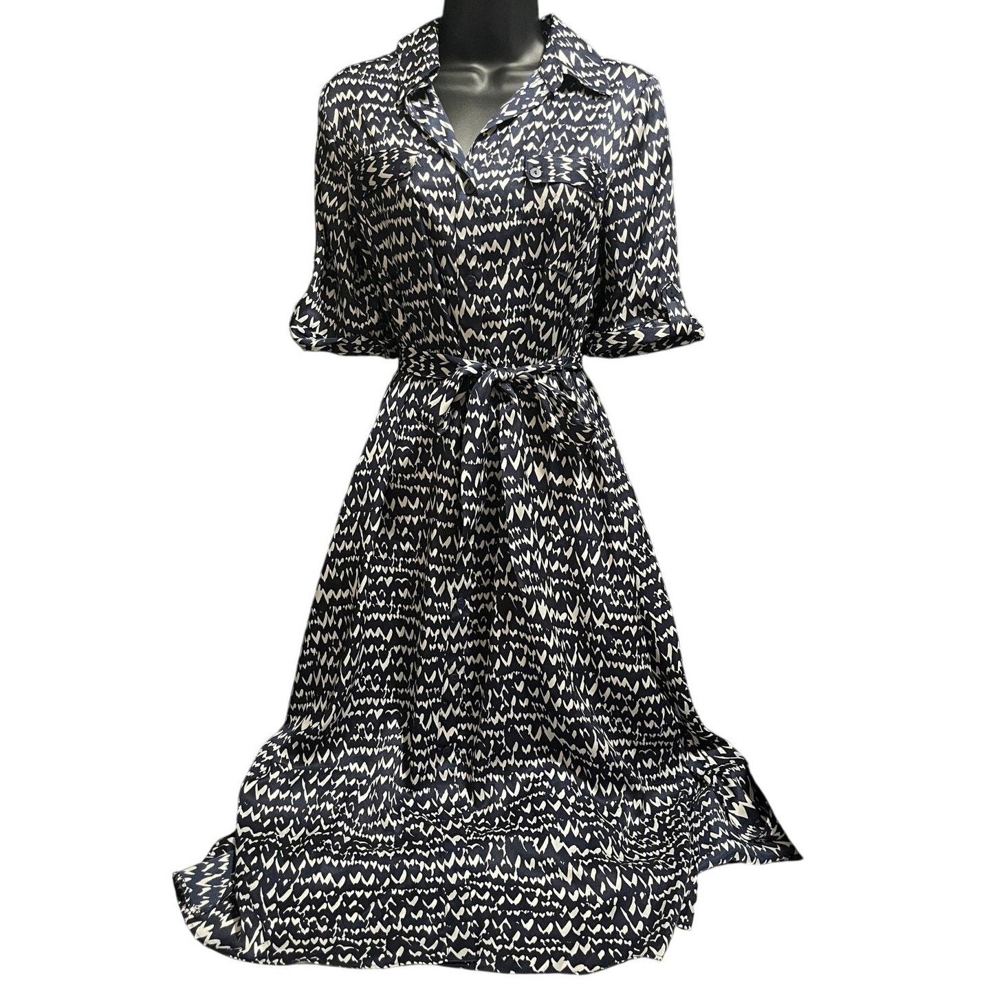 RyeGrass Black and White Abstract Print Shirt Dress - Size XS - NWT - Maxi