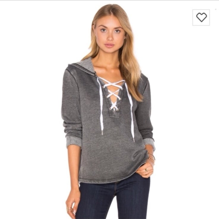 The Laundry Room Lace-Up Burnout Soft Fleece Hoodie