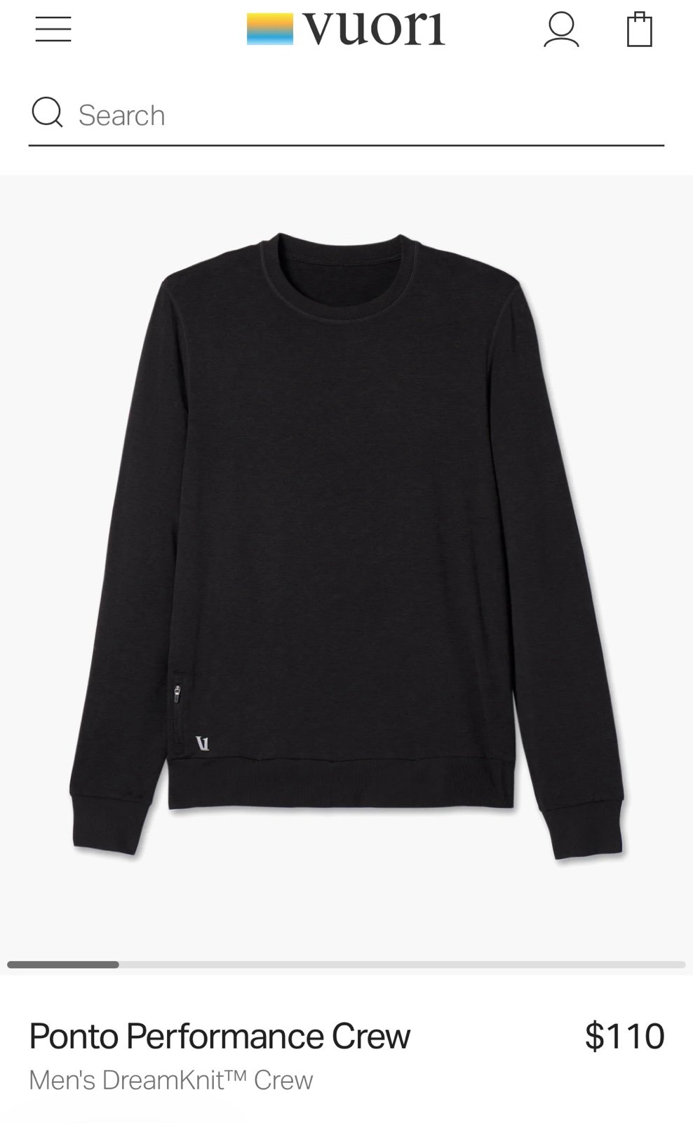 NWT Vuori Ponto Crew pullover black Large