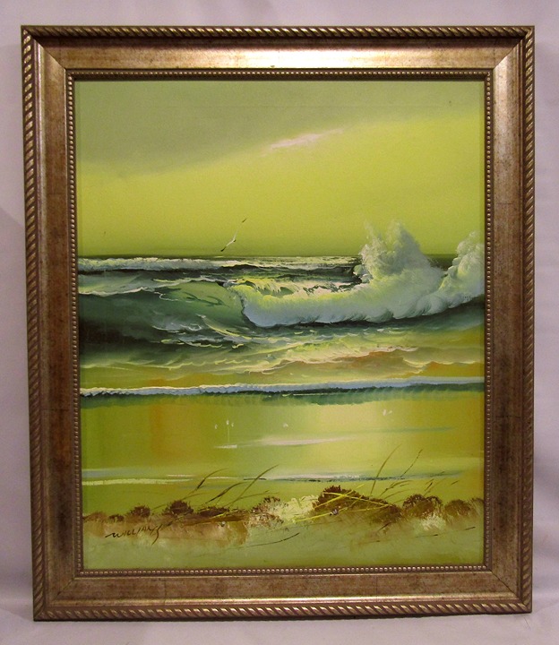 VTG Original Oil Painting on Canvas Signed Williams Platinum Color Frame