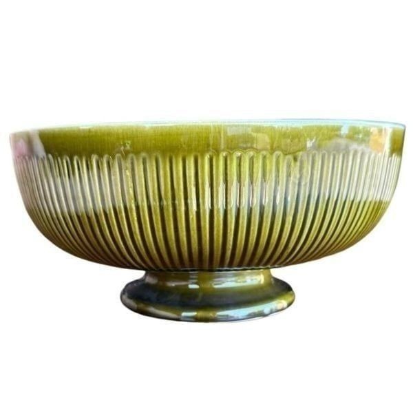 Beautiful large green ceramic serving bowl made in Portugal