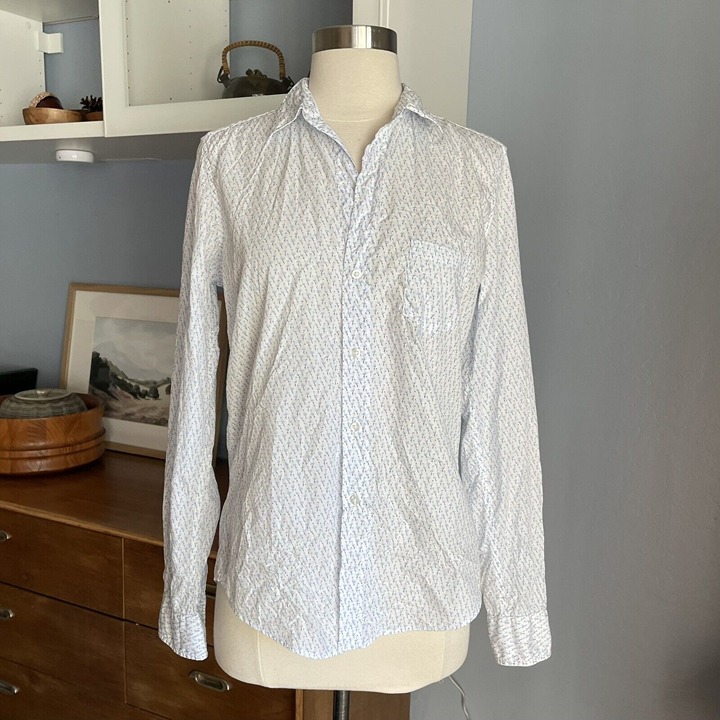 Frank & Eileen Barry Crinkle Button Down Flamingo Print Top S