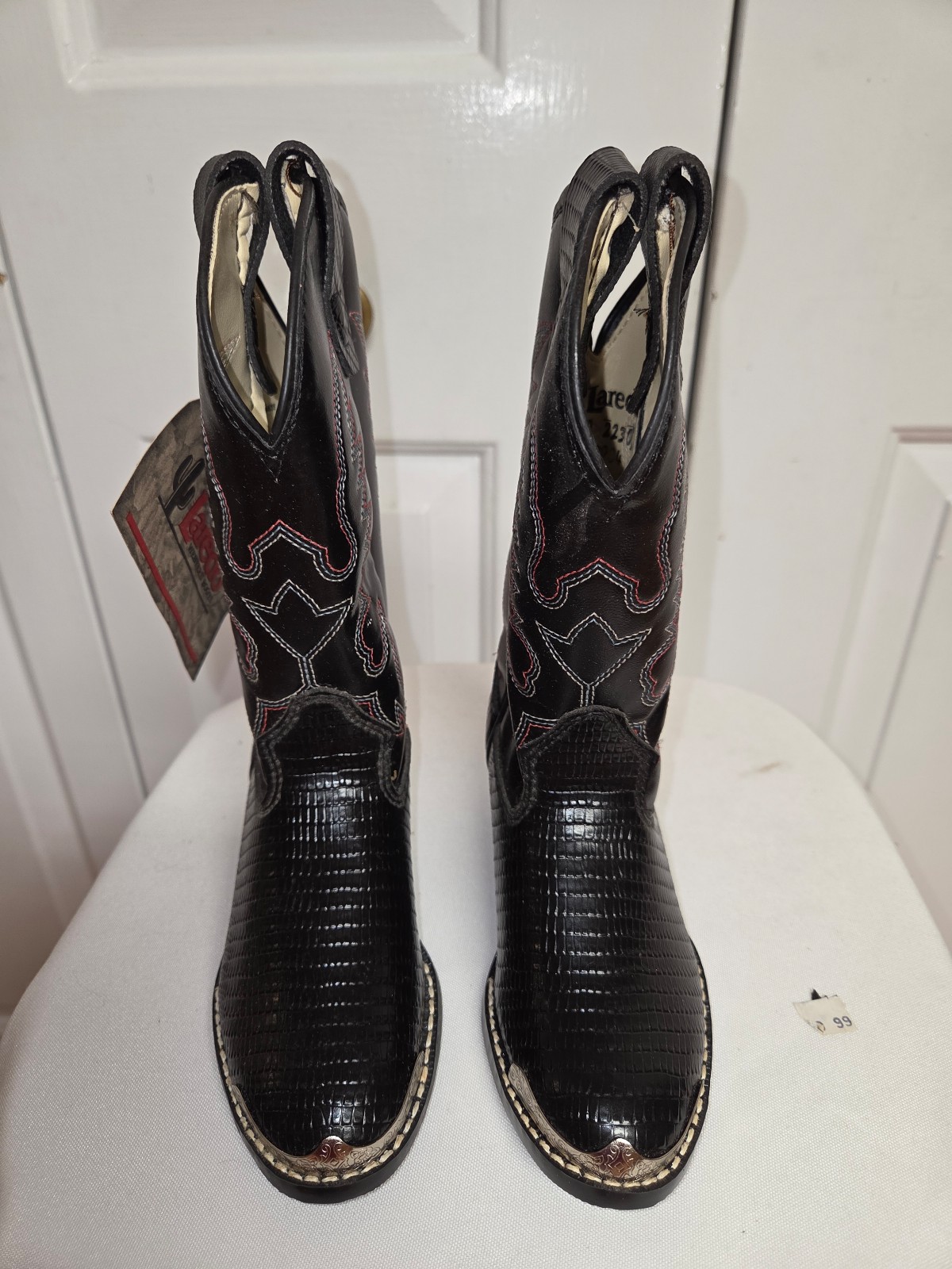 NWT Laredo Toddler Sz 8 Cowboy Boots Black Lizard Western