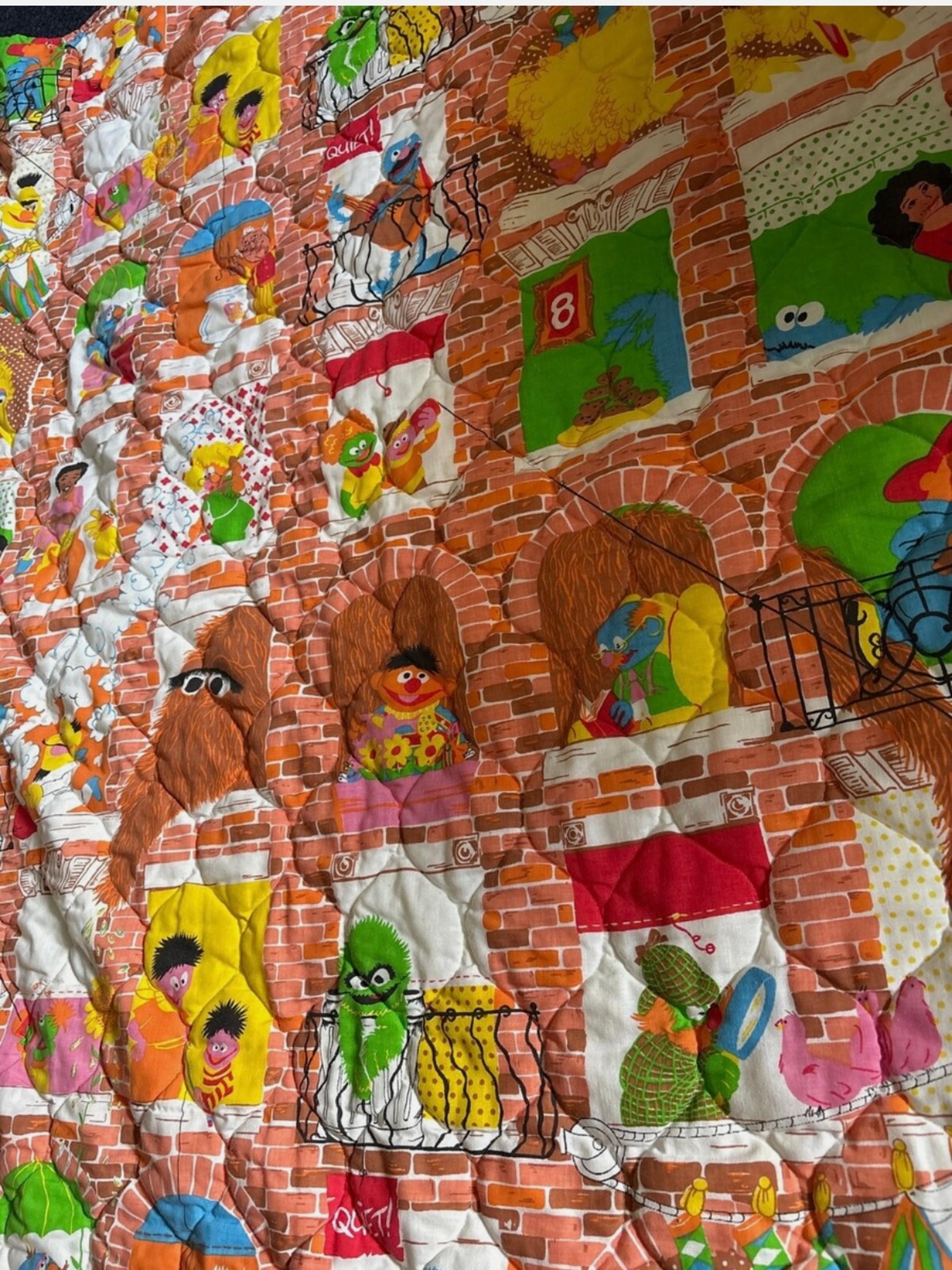 Handmade 1980s Sesame Street comforter