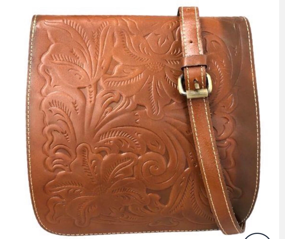 Patricia Nash Leather Crossbody Shoulder Flap Messenger Crossbody Embossed Bag