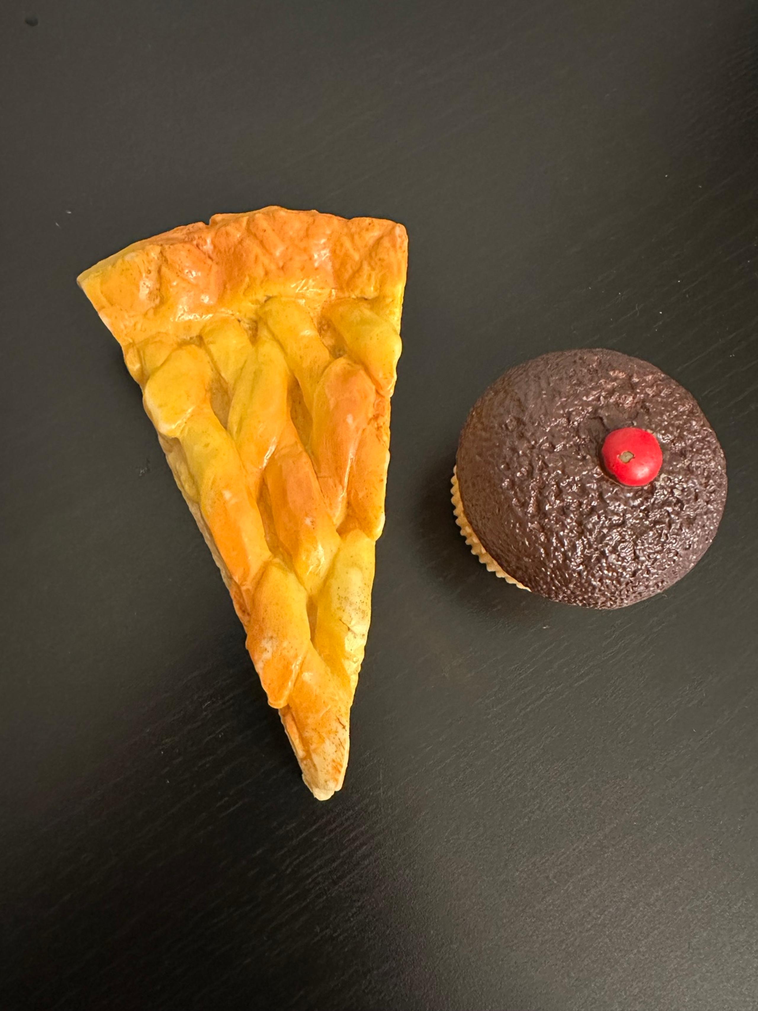 Vintage 1980s M.T.C. Realistic Looking Pretend Play Food Cupcake & Slice of Pie