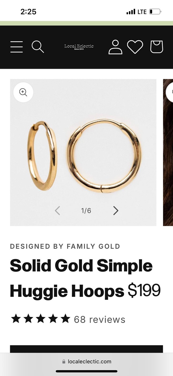 Solid Gold Simple Huggie Hoops Local Eclectic 9k Solid Gold
