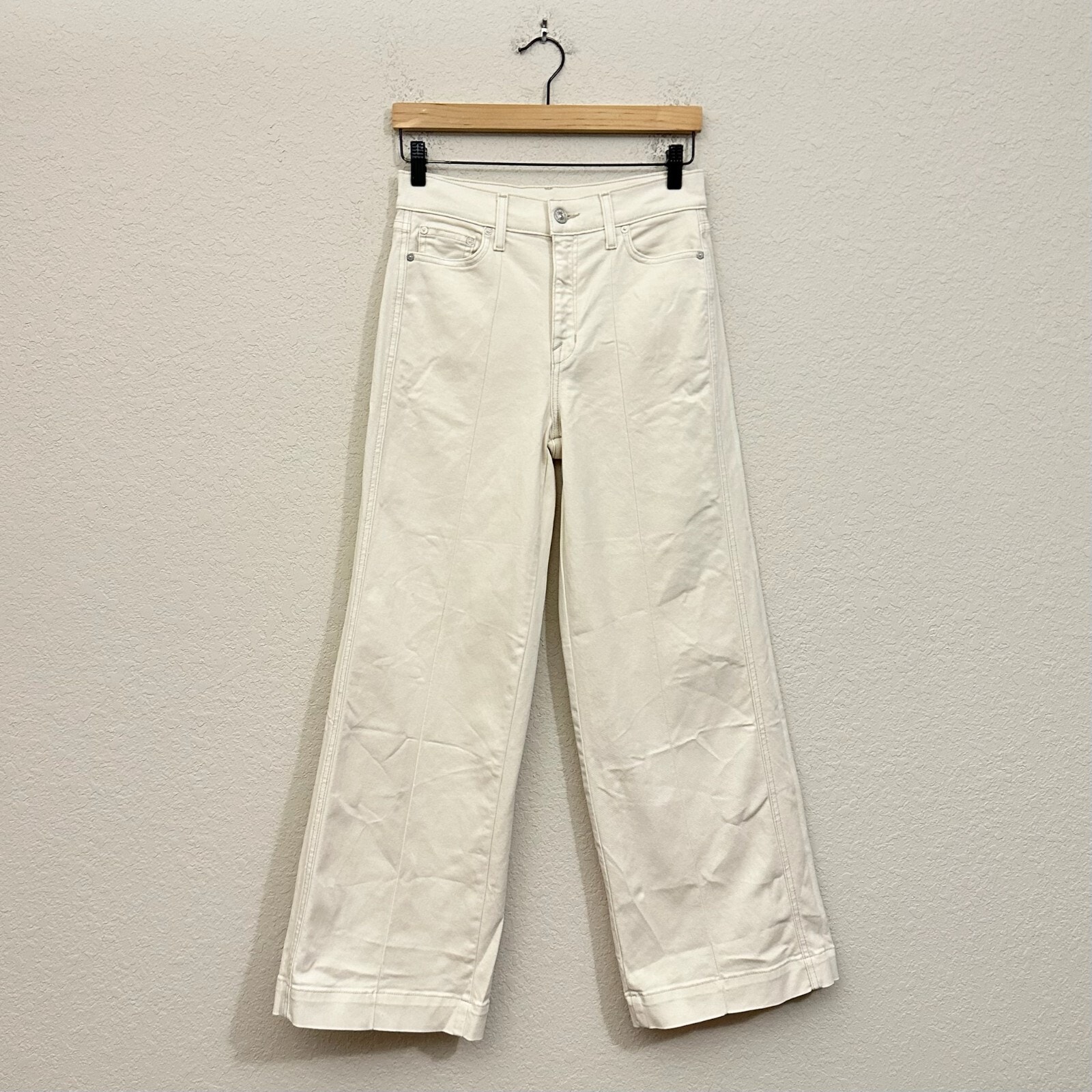 AYR The Top Floor Jeans Ivory Denim Wide Leg High Rise Relaxed