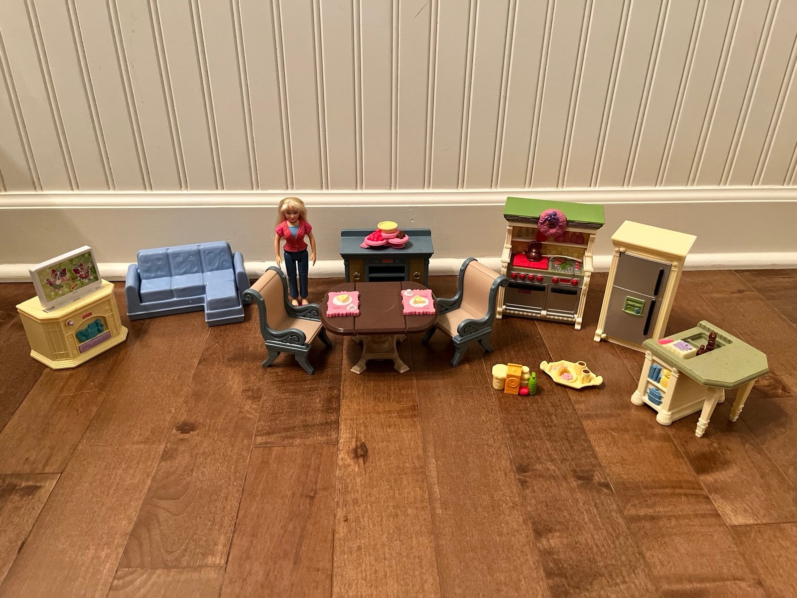 Fisher Price Loving Family Dollhouse Kitchen Dining & Living Room Furniture Lot