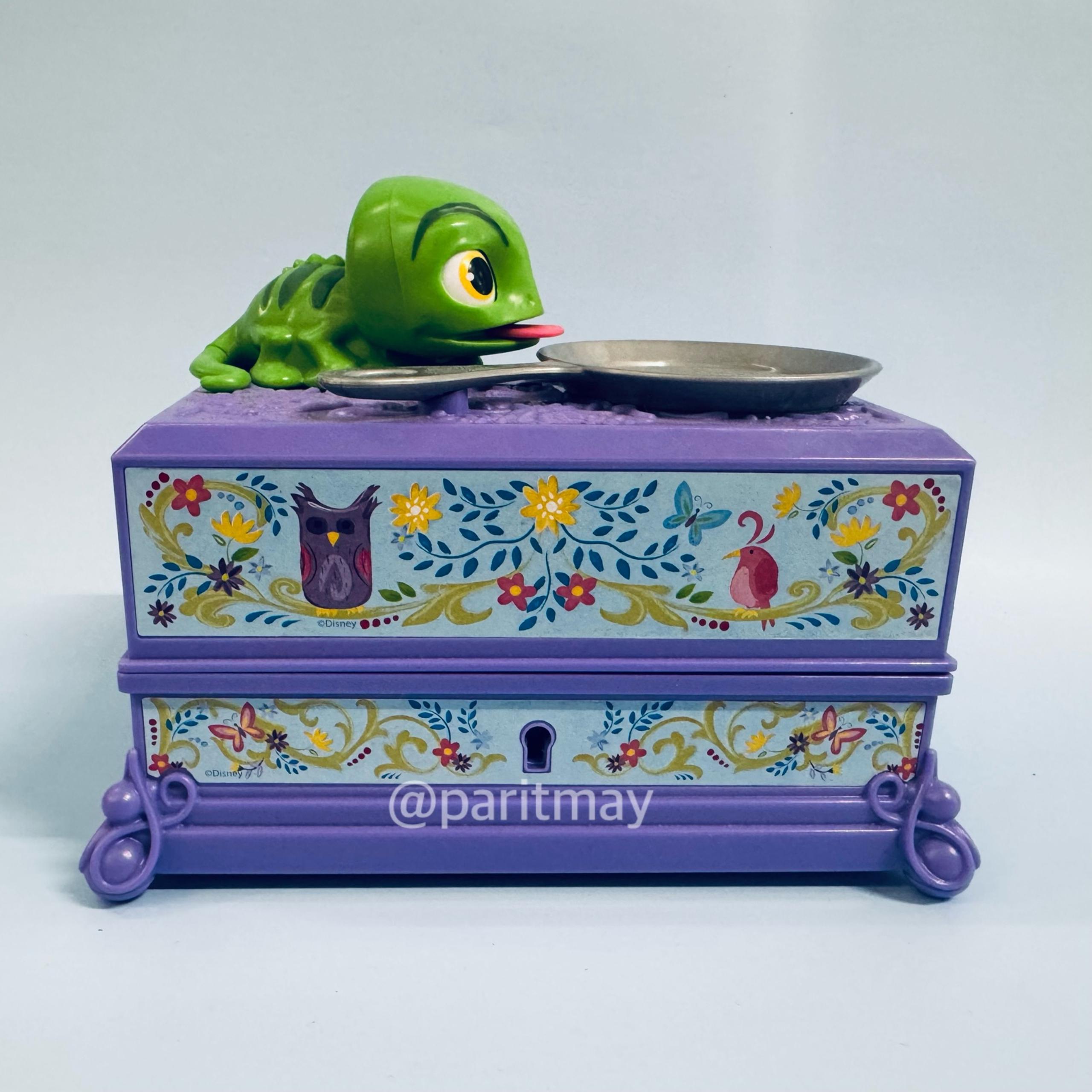 Disney Tangled Rapunzel Pascal Purple Jewelry Box WORKING (NO KEY BUT CAN OPEN)