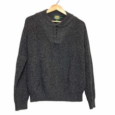 Vintage Cabelas Sweater Adult Large Dark Grey Fishermans Knit Henley Mens Cotton