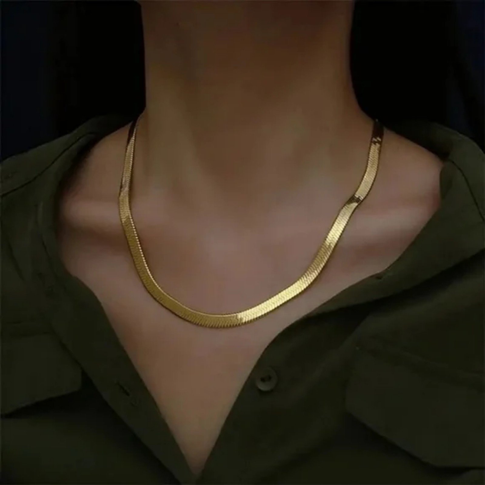 Free People Gold Herringbone Chain Necklace