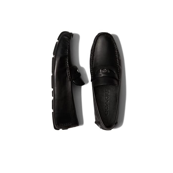 Coach Men’s C Coin Leather Driver Shoes Size 9.5D NIB Black