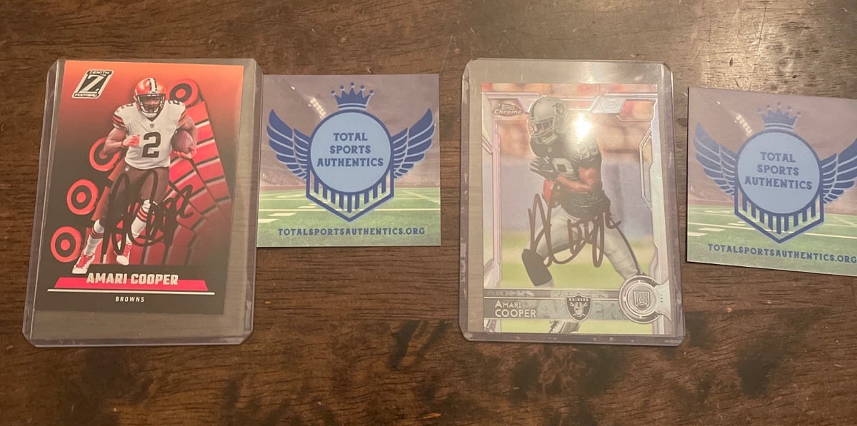 2 Amari Cooper Signed Cards both with COAs
