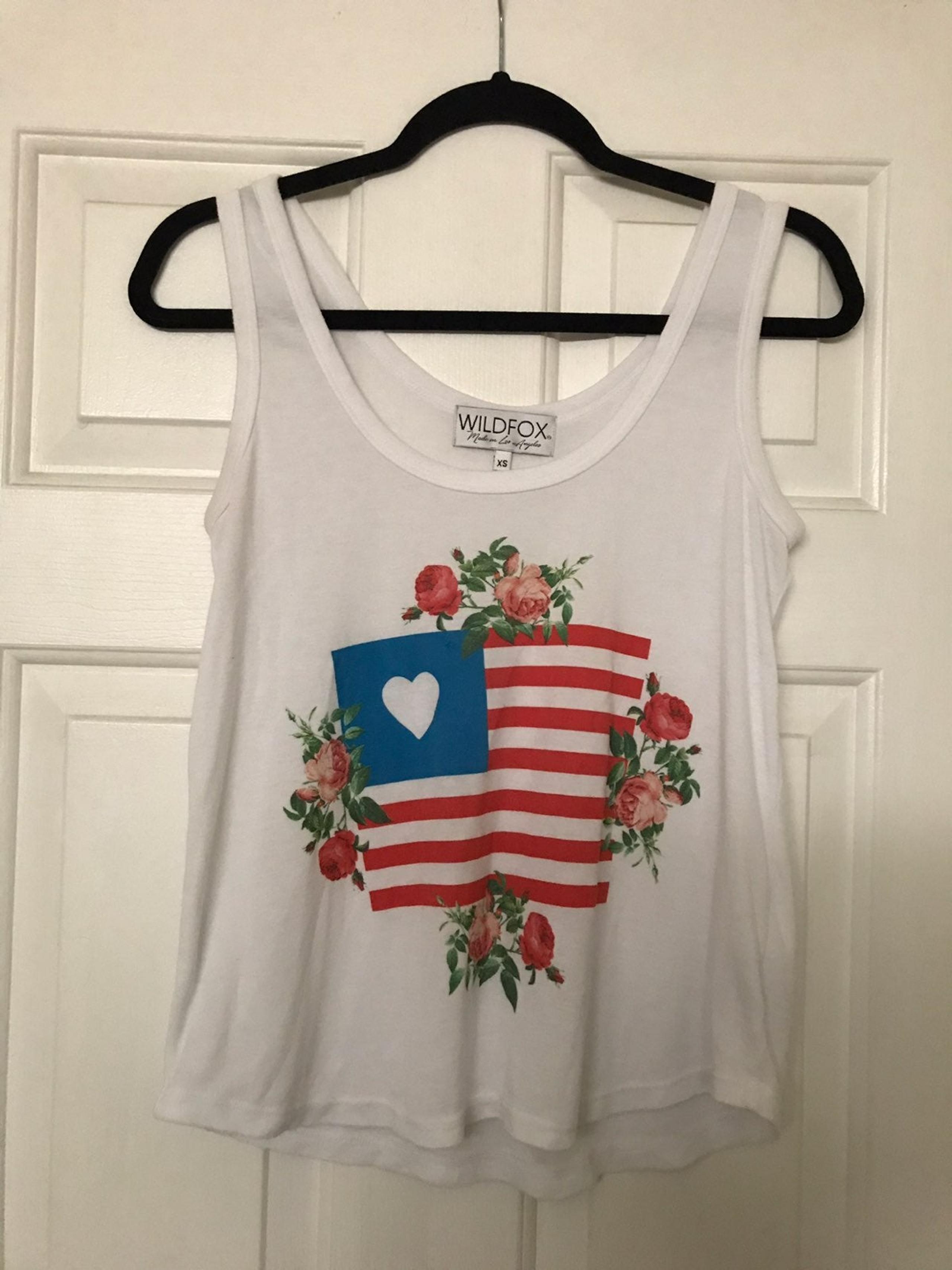 Wildfox American Flag Rose Tank XS