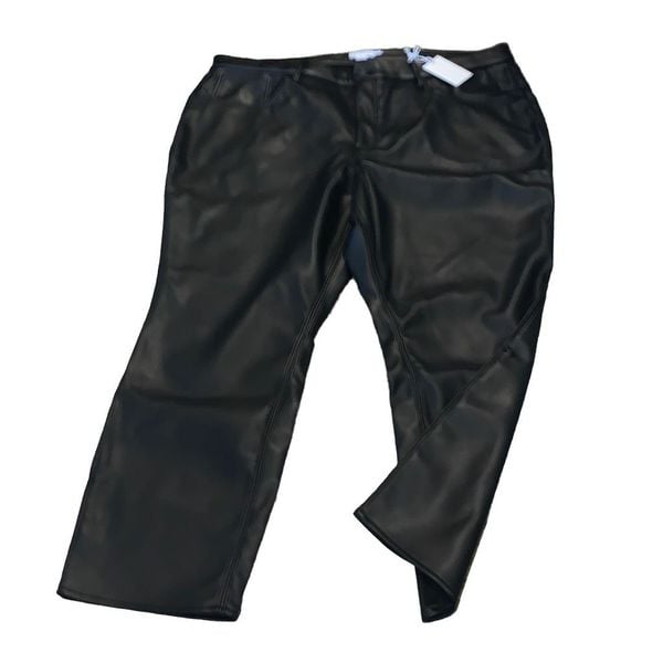Good American Good Icon Black Faux Leather Pants 26