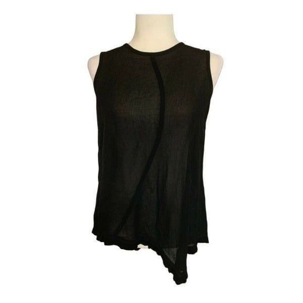 wilt womens solid black Crew Neck sheer tank top blouse xs