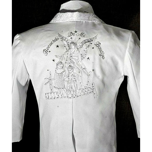 White Baptism Christening Suit Tuxedo Outfit Embroidery Traje Bordado Bautizo