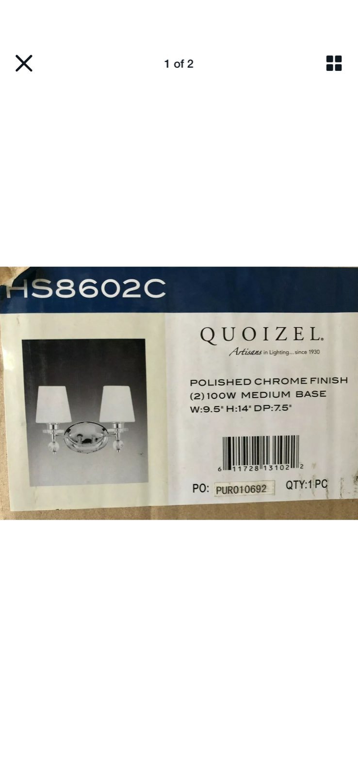 Two Light Bathroom light fixture Quoizel