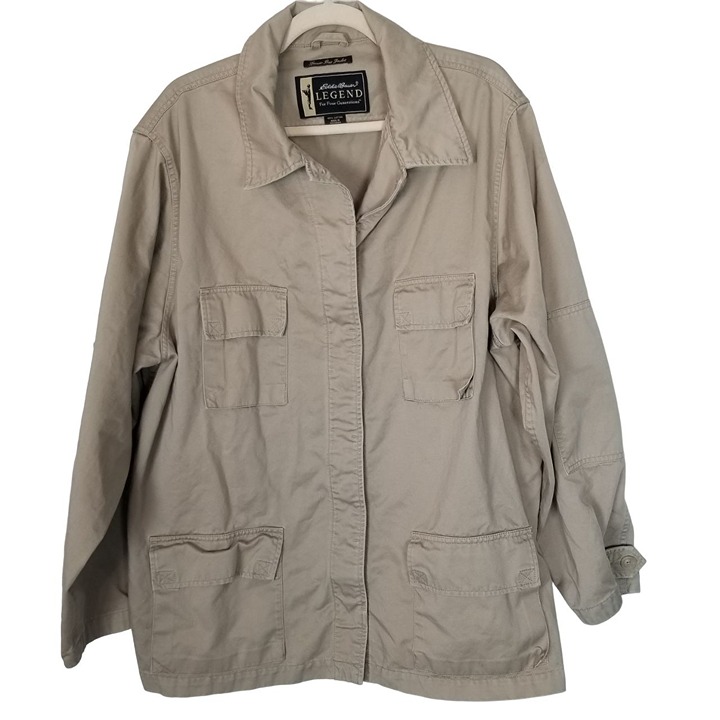 L.L. Bean Legend Mens XXL Tan Long Sleeves Button Front Spencer Bay Field Jacket