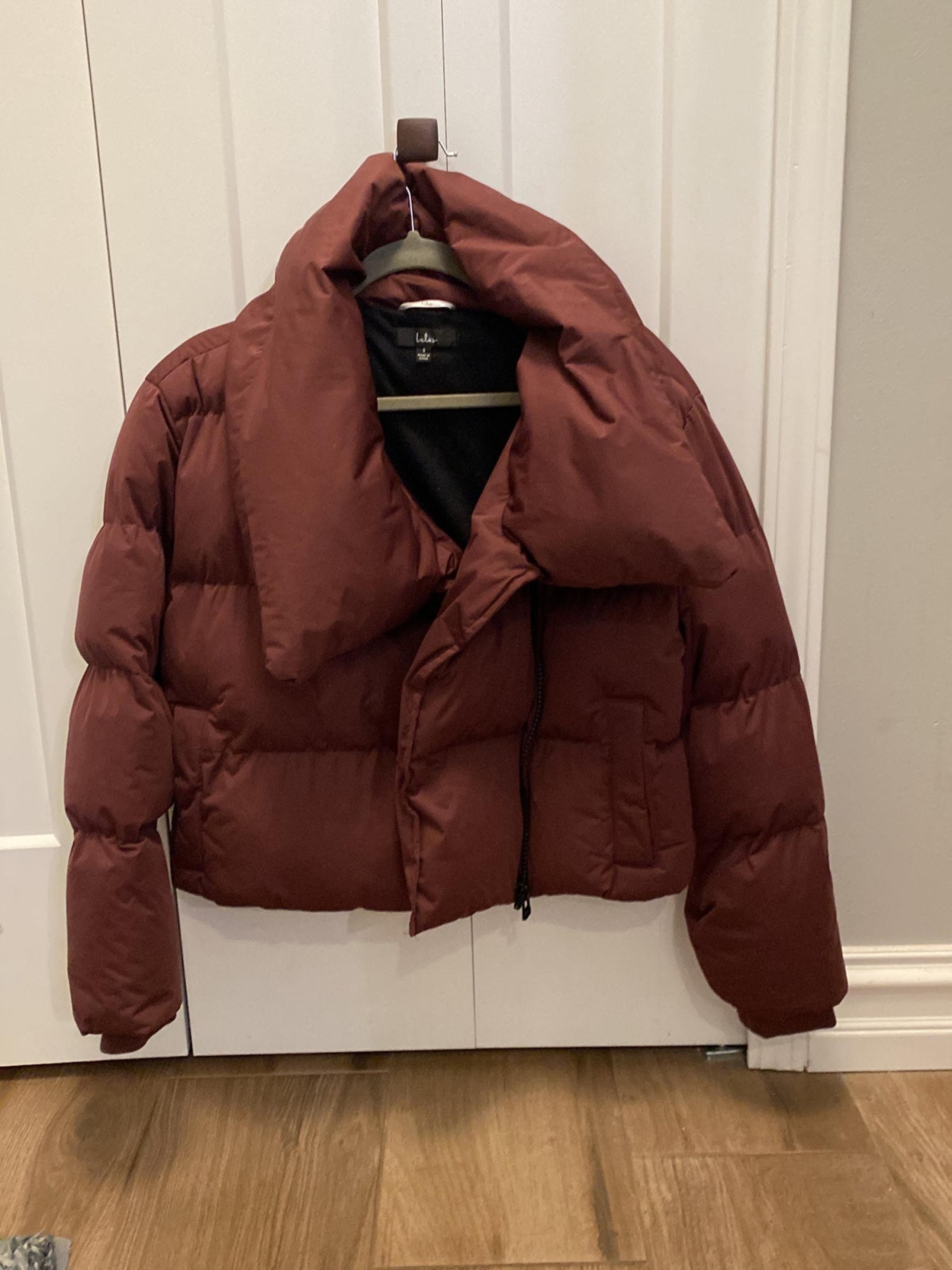 Lulus winter dreams burgundy quilted puffer jacket small