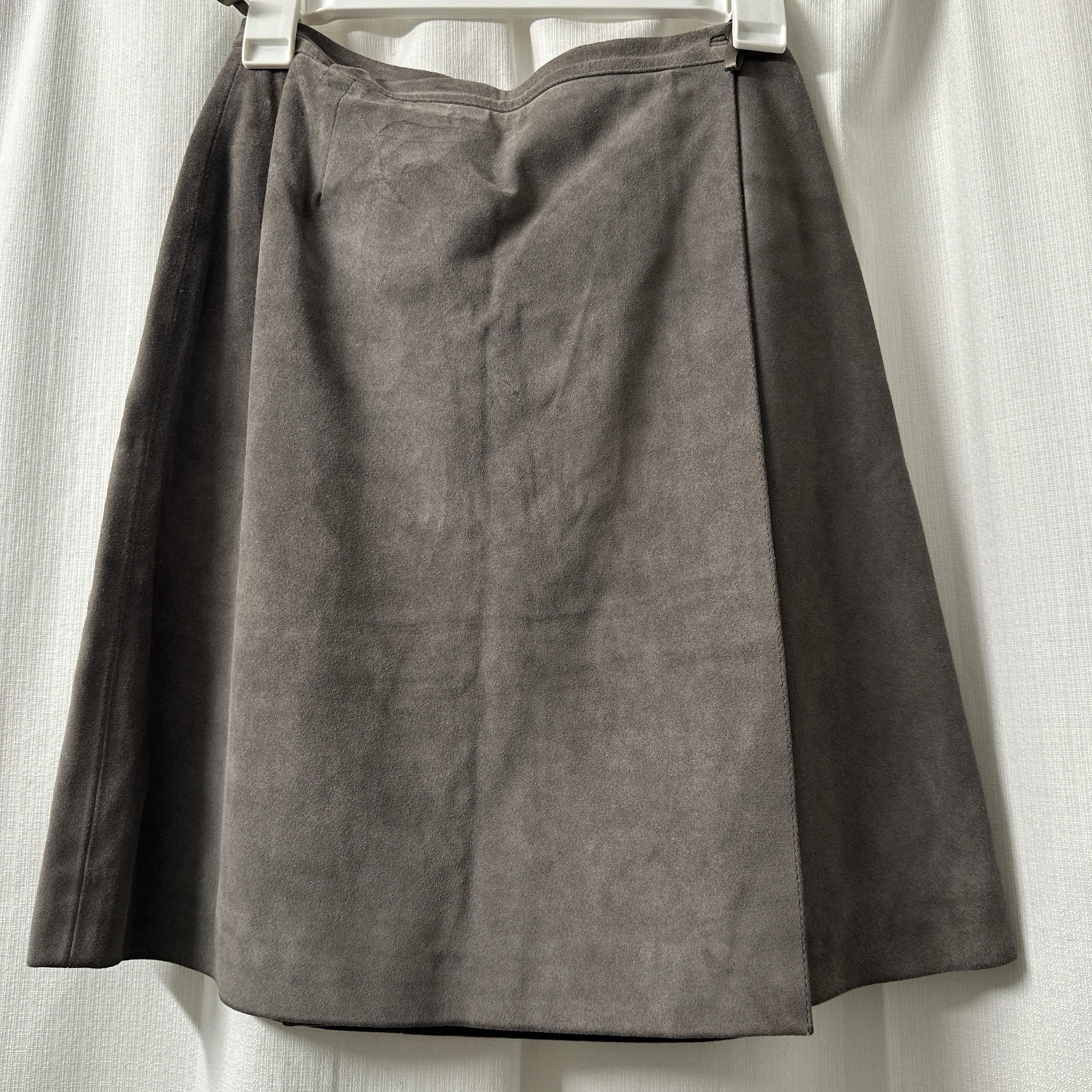 GAP Dark Gray 100% Genuine Leather A-Line Wrap Skirt | Sz: 2