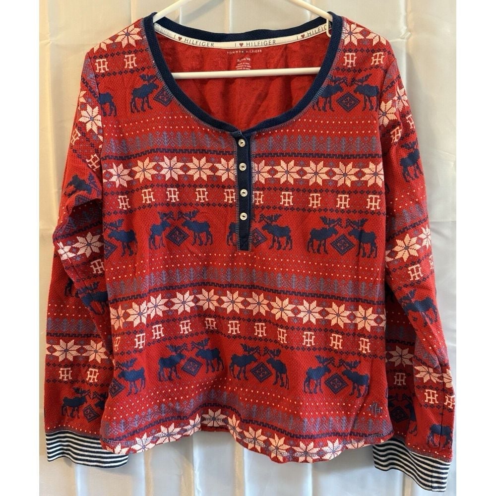 Tommy Hilfiger Womens Pajamas Thermal Long Johns Pajama Set Sleep Lounge XL